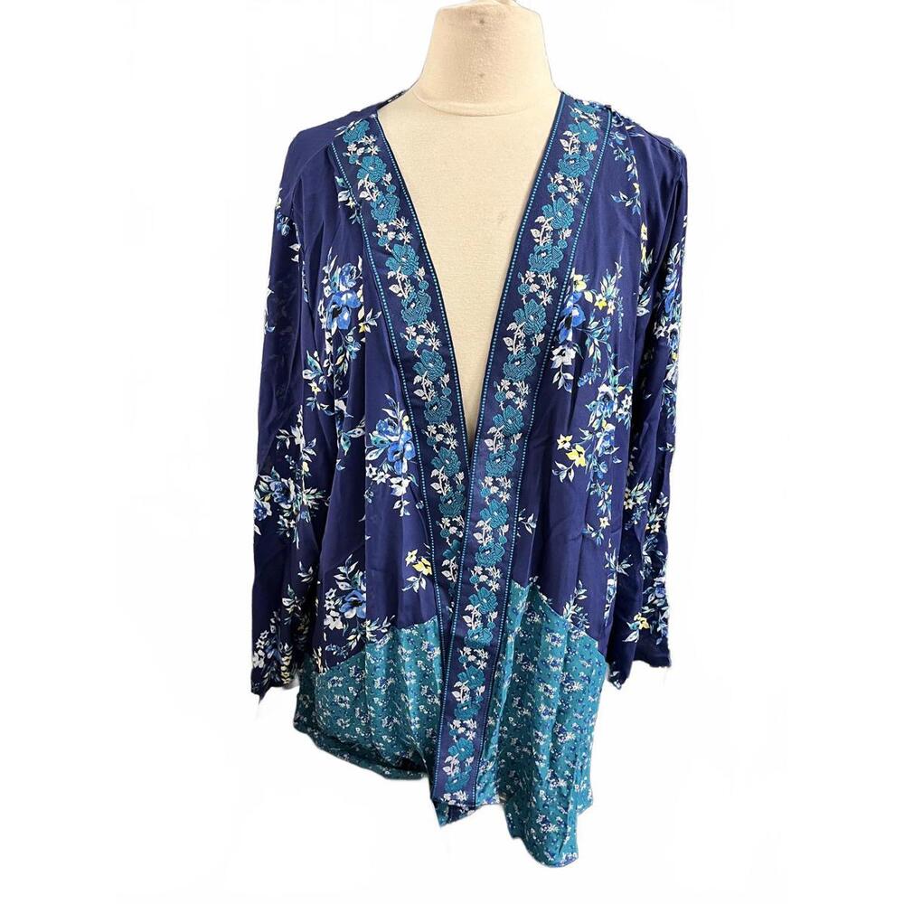 The Pioneer Woman Shawl Cardigan Floral 2x 3x Open Blue Floral Cardigan Chiffon